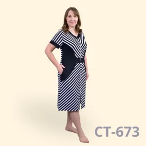 "Sailor Spirit" – Women's Viscose Robe with Diagonal Stripes